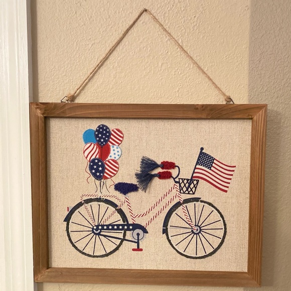 July 4th Patriotic Bicycle Wall Sign, Bicycle Kitchen Towels & Bicycle Napkins - Picture 2 of 13